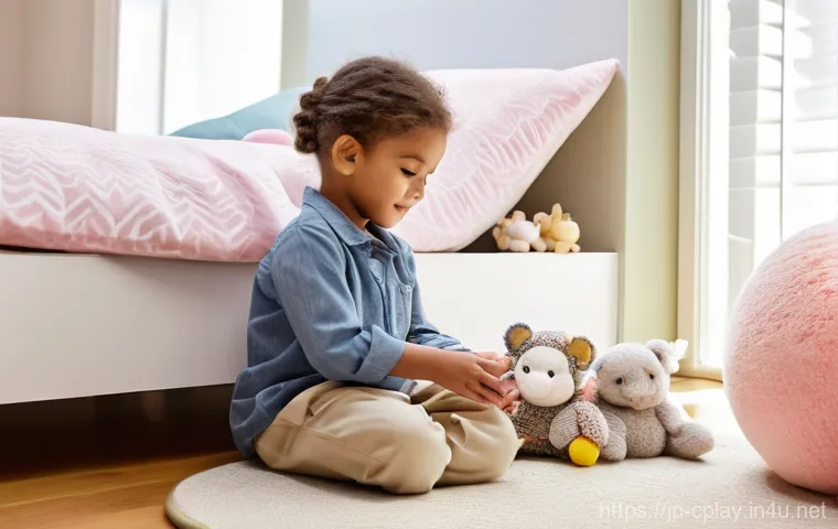 놀이치료사와 아동의 신뢰 구축 방법 - **Prompt:** A brightly lit, welcoming play therapy room with natural sunlight streaming through a la...