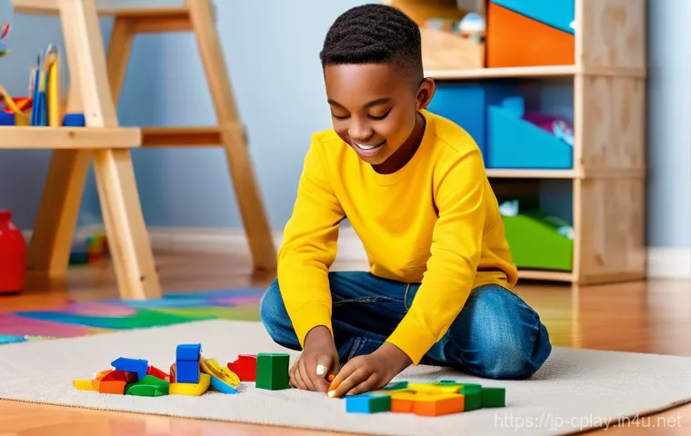 놀이치료사와 아동의 신뢰 구축 방법 - **Prompt:** A cozy and secure play therapy room, designed to feel like a safe "hideaway." A 5-year-o...