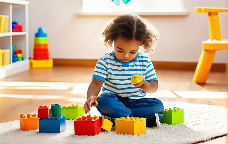 놀이치료에서의 놀이 관찰 기법 - **Prompt:** A curious preschool-aged child, approximately 5 years old, is deeply engrossed in buildi...